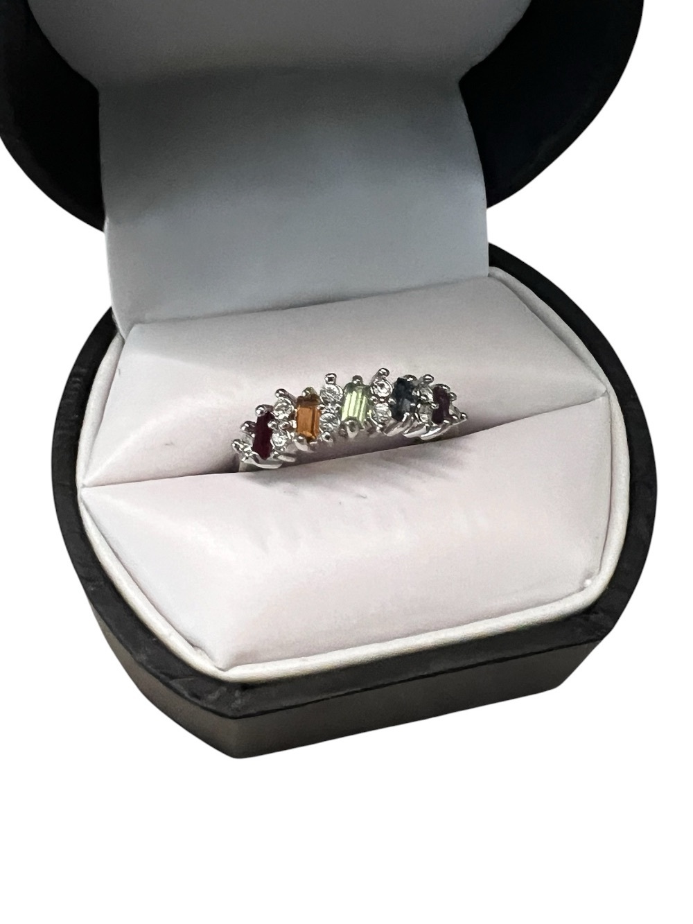 Rainbow Multicolor Gemstone Ring Size 7
